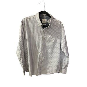 Tommy Bahama Mens Large Button Up Shirt Top Striped Island Modern Fit Blue White